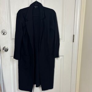 J. Crew Classic Black Heavy Knit Long Cardigan Sweater Cotton Wool Blend Size XS